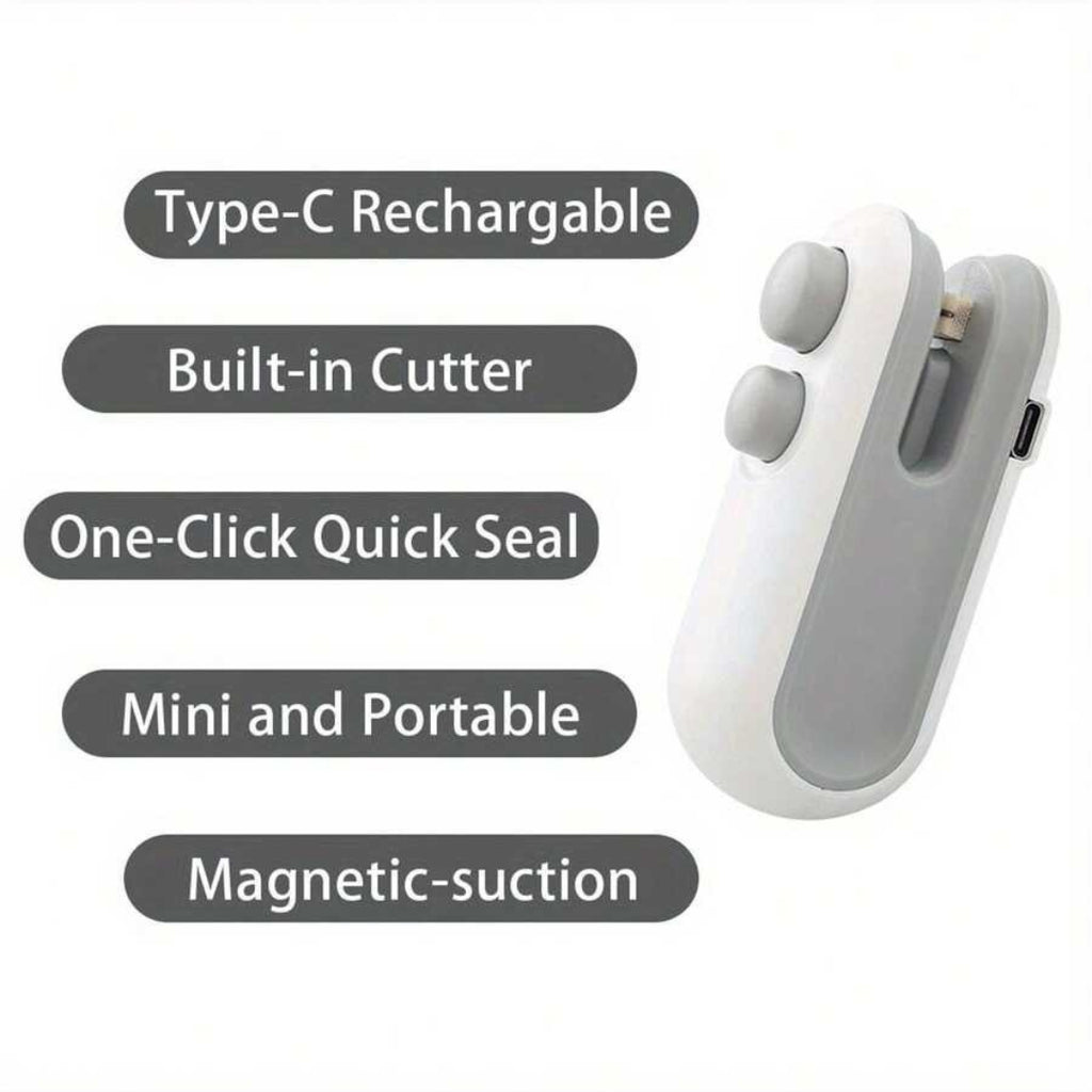 Mini Bag Sealer Rechargeable Bag Sealer 2 in 1 Bag Sealer Heat Seal with Cutter