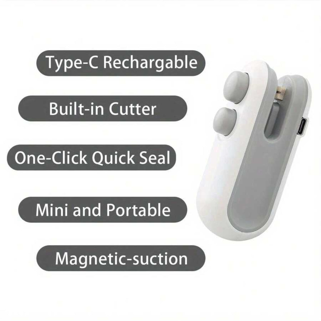 Mini Bag Sealer Rechargeable Bag Sealer 2 in 1 Bag Sealer Heat Seal with Cutter